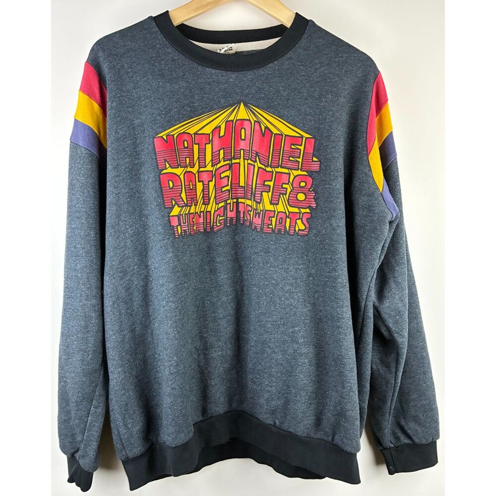 Rare Nathaniel Rateliff and the Night Sweats Retro Striped Sleeve Sweatshirt XL